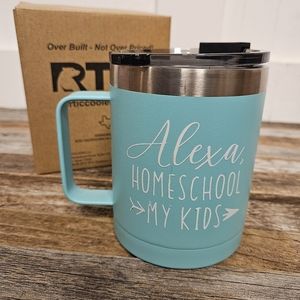 NEW RTIC lowball 12 oz tumbler with vinyl Alexa Home School my Kids